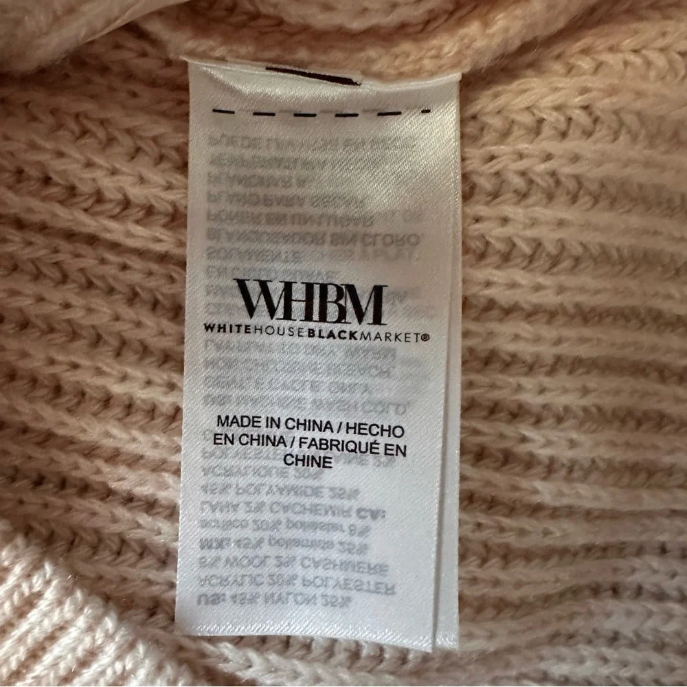 WHBM Cowl Neck Chunky Knit Sweater Medium Blush Balloon Sleeve